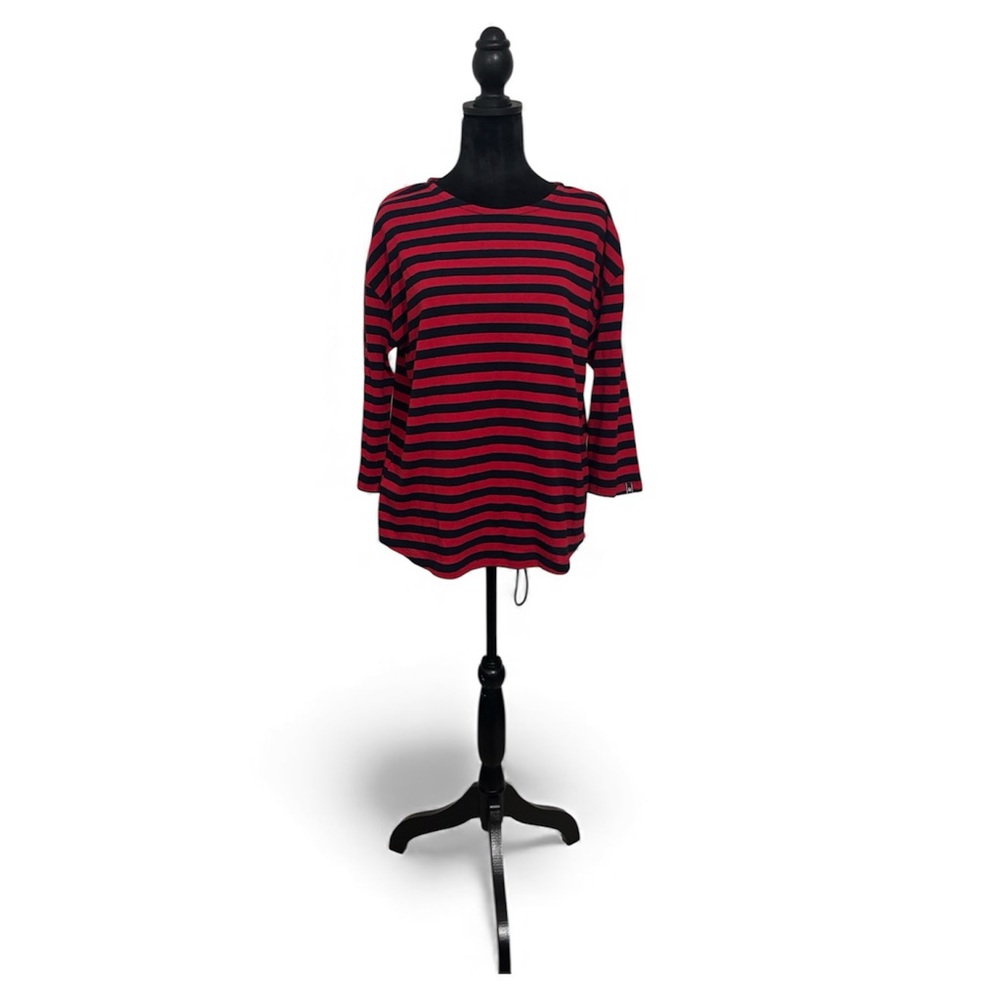 Tommy Hilfiger Red and Black Striped Long Sleeve Top